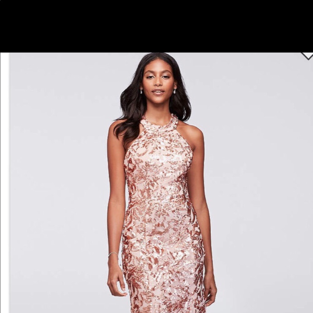 Rose gold David’s bridal dress